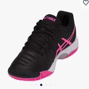 ASICS Gel-Resolution 7 GS Junior Tennis Shoes In Black & Pink Big Girl's Size 3